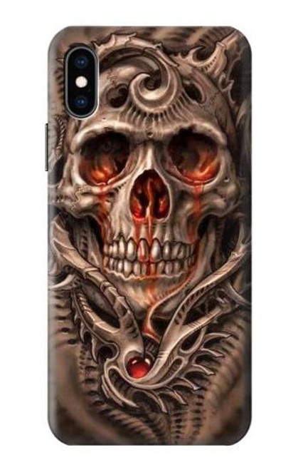 W1675 Skull Blood Tattoo Hard Case and Leather Flip Case For iPhone X, iPhone XS