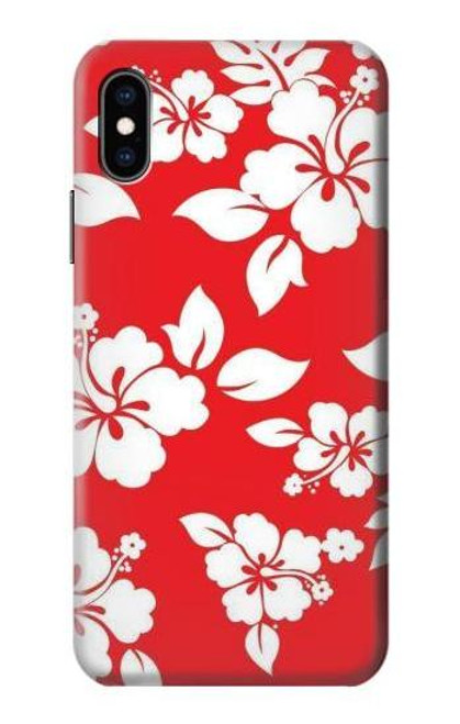 W1949 Hawaiian Hibiscus Pattern Hard Case and Leather Flip Case For iPhone X, iPhone XS
