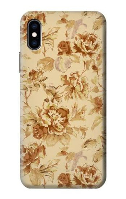 W2180 Flower Floral Vintage Pattern Hard Case and Leather Flip Case For iPhone X, iPhone XS