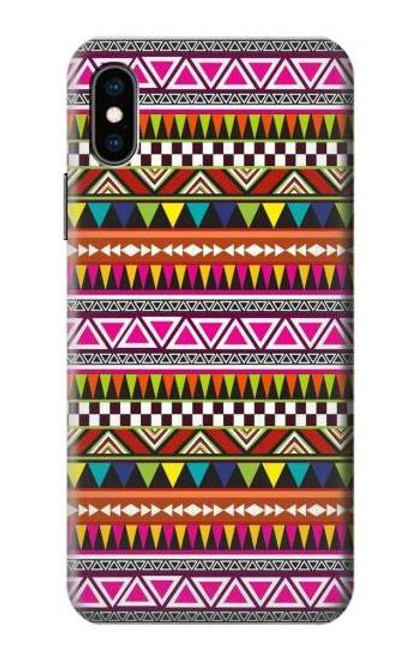 W2292 Aztec Tribal Pattern Hard Case and Leather Flip Case For iPhone X, iPhone XS