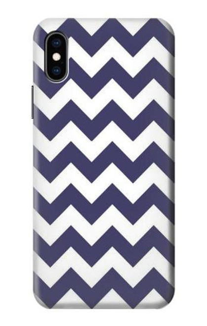 W2345 Navy Blue Shavron Zig Zag Pattern Hard Case and Leather Flip Case For iPhone X, iPhone XS