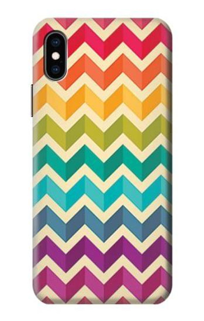 W2362 Rainbow Colorful Shavron Zig Zag Pattern Hard Case and Leather Flip Case For iPhone X, iPhone XS