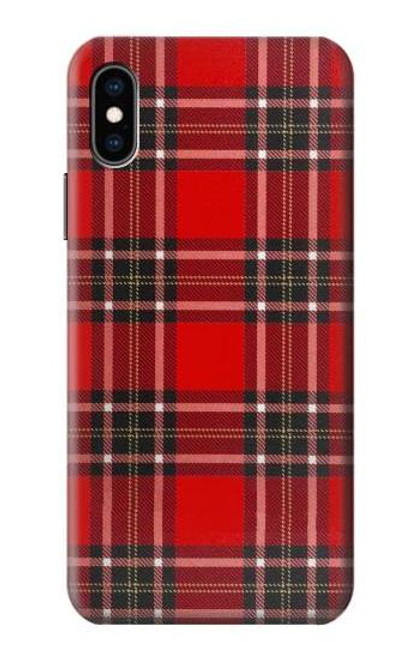 W2374 Tartan Red Pattern Hard Case and Leather Flip Case For iPhone X, iPhone XS