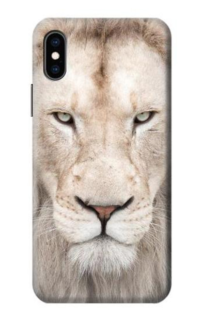 W2399 White Lion Face Hard Case and Leather Flip Case For iPhone X, iPhone XS