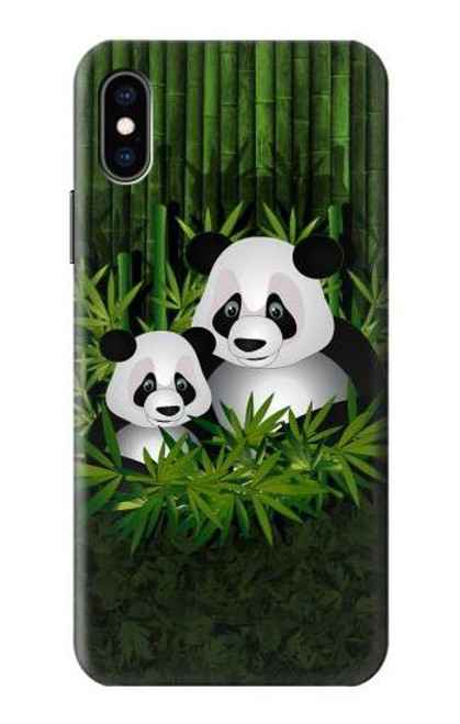 W2441 Panda Family Bamboo Forest Hard Case and Leather Flip Case For iPhone X, iPhone XS