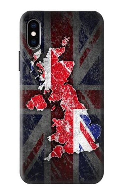 W2936 UK British Flag Map Hard Case and Leather Flip Case For iPhone X, iPhone XS