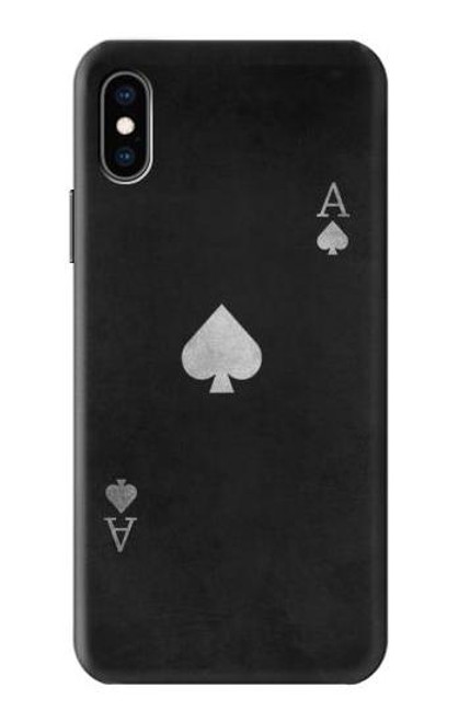 W3152 Black Ace of Spade Hard Case and Leather Flip Case For iPhone X, iPhone XS