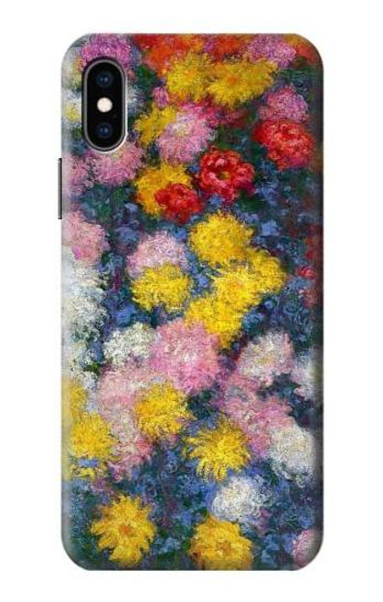 W3342 Claude Monet Chrysanthemums Hard Case and Leather Flip Case For iPhone X, iPhone XS