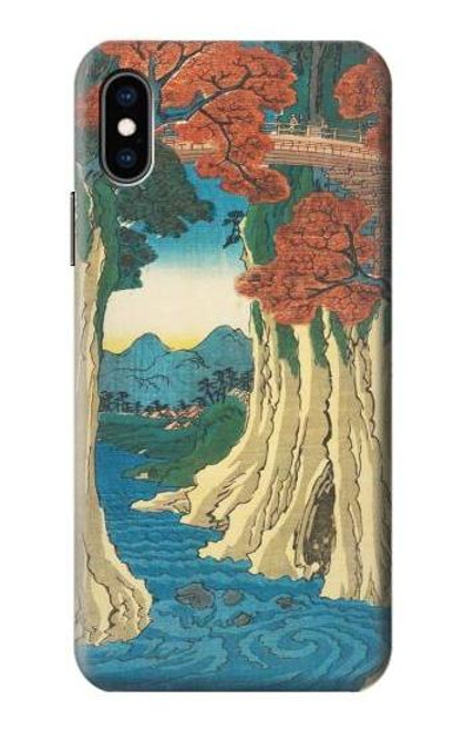 W3348 Utagawa Hiroshige The Monkey Bridge Hard Case and Leather Flip Case For iPhone X, iPhone XS