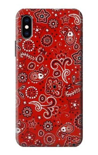 W3354 Red Classic Bandana Hard Case and Leather Flip Case For iPhone X, iPhone XS