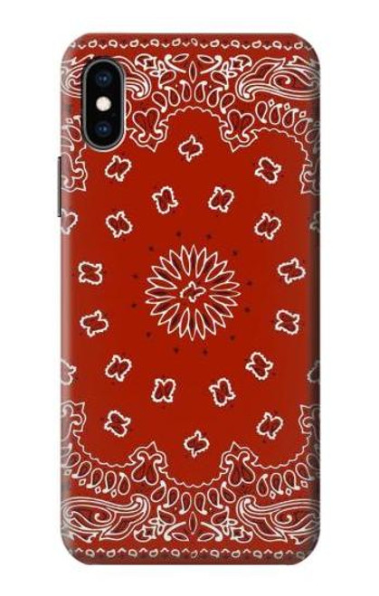 W3355 Bandana Red Pattern Hard Case and Leather Flip Case For iPhone X, iPhone XS