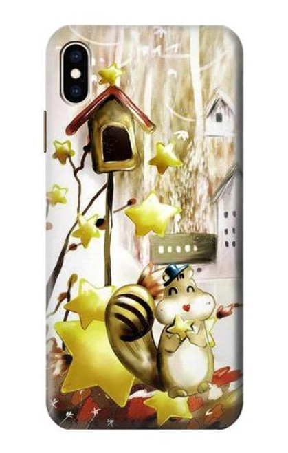 W0109 Cute Squirrel Cartoon Hard Case and Leather Flip Case For iPhone XS Max