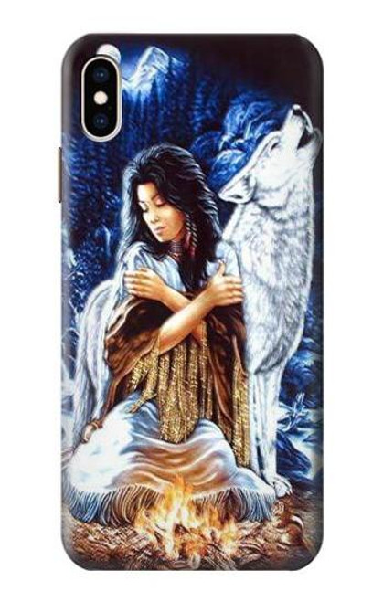 W0147 Grim Wolf Indian Girl Hard Case and Leather Flip Case For iPhone XS Max