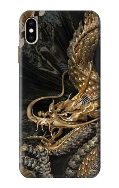 W0426 Gold Dragon Hard Case and Leather Flip Case For iPhone XS Max