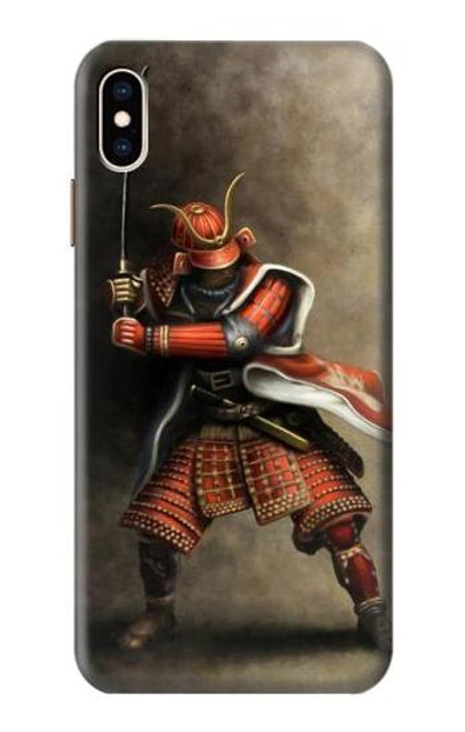 W0796 Japan Red Samurai Hard Case and Leather Flip Case For iPhone XS Max