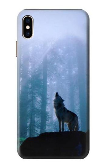 W0935 Wolf Howling in Forest Hard Case and Leather Flip Case For iPhone XS Max