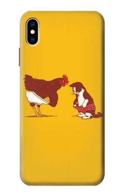 W1093 Rooster and Cat Joke Hard Case and Leather Flip Case For iPhone XS Max