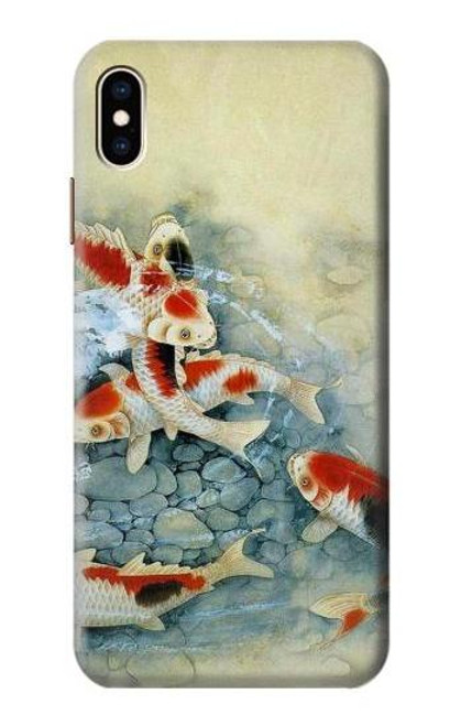 W1654 Koi Carp Fish Art Painting Hard Case and Leather Flip Case For iPhone XS Max