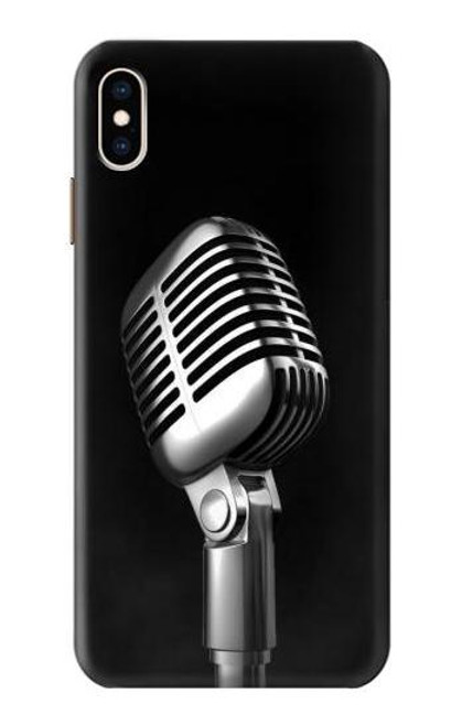 W1672 Retro Microphone Jazz Music Hard Case and Leather Flip Case For iPhone XS Max