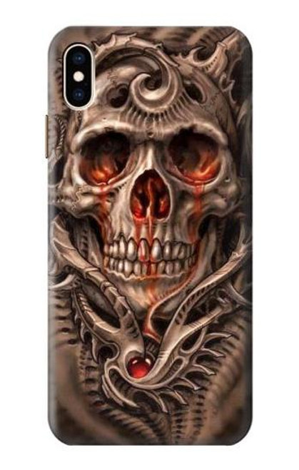 W1675 Skull Blood Tattoo Hard Case and Leather Flip Case For iPhone XS Max