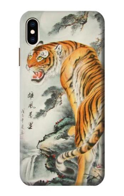 W1934 Chinese Tiger Painting Hard Case and Leather Flip Case For iPhone XS Max