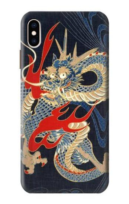 W2073 Japan Dragon Art Hard Case and Leather Flip Case For iPhone XS Max