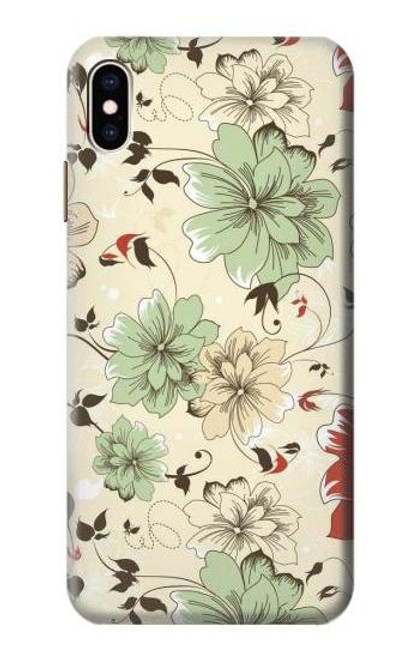 W2179 Flower Floral Vintage Art Pattern Hard Case and Leather Flip Case For iPhone XS Max