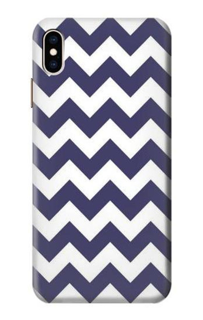 W2345 Navy Blue Shavron Zig Zag Pattern Hard Case and Leather Flip Case For iPhone XS Max