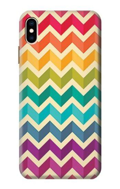 W2362 Rainbow Colorful Shavron Zig Zag Pattern Hard Case and Leather Flip Case For iPhone XS Max