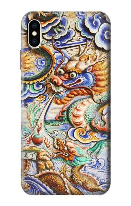 W2584 Traditional Chinese Dragon Art Hard Case and Leather Flip Case For iPhone XS Max