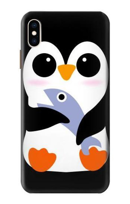 W2631 Cute Baby Penguin Hard Case and Leather Flip Case For iPhone XS Max