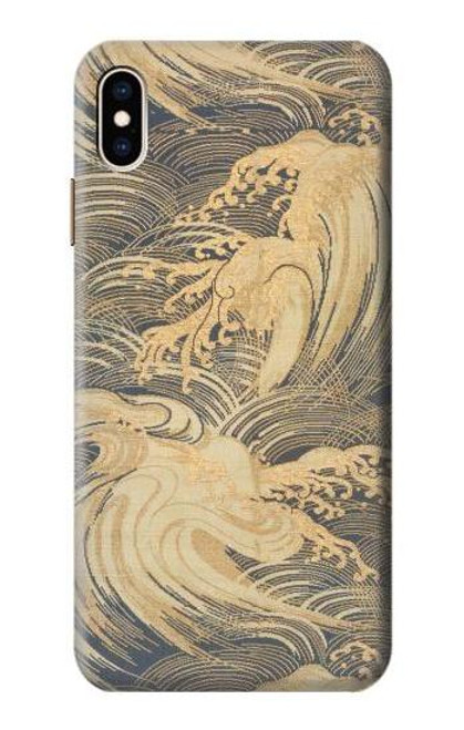 W2680 Japan Art Obi With Stylized Waves Hard Case and Leather Flip Case For iPhone XS Max