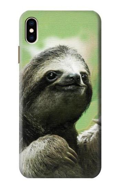 W2708 Smiling Sloth Hard Case and Leather Flip Case For iPhone XS Max