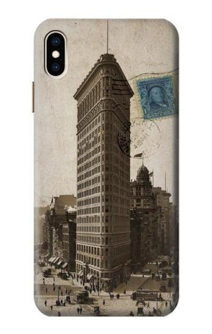 W2832 New York 1903 Flatiron Building Postcard Hard Case and Leather Flip Case For iPhone XS Max