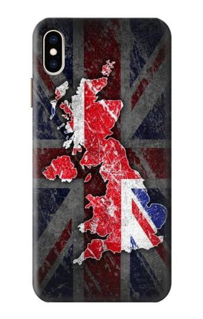 W2936 UK British Flag Map Hard Case and Leather Flip Case For iPhone XS Max