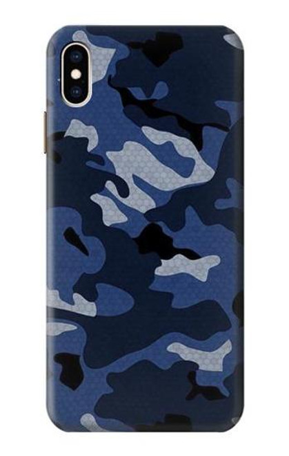 W2959 Navy Blue Camo Camouflage Hard Case and Leather Flip Case For iPhone XS Max