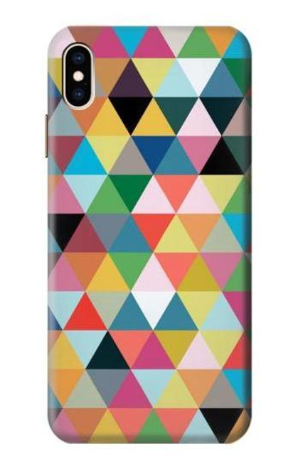 W3049 Triangles Vibrant Colors Hard Case and Leather Flip Case For iPhone XS Max