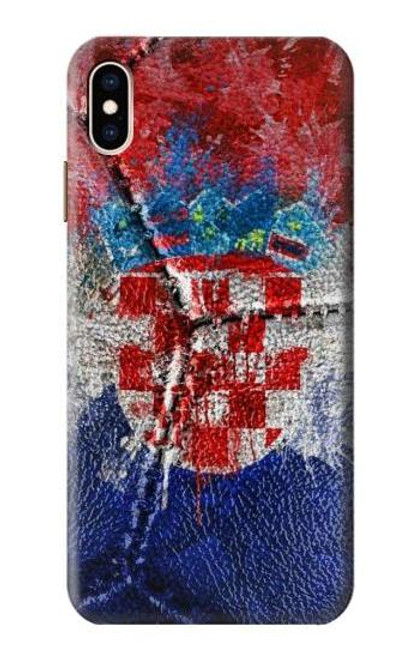 W3313 Croatia Flag Vintage Football Graphic Hard Case and Leather Flip Case For iPhone XS Max