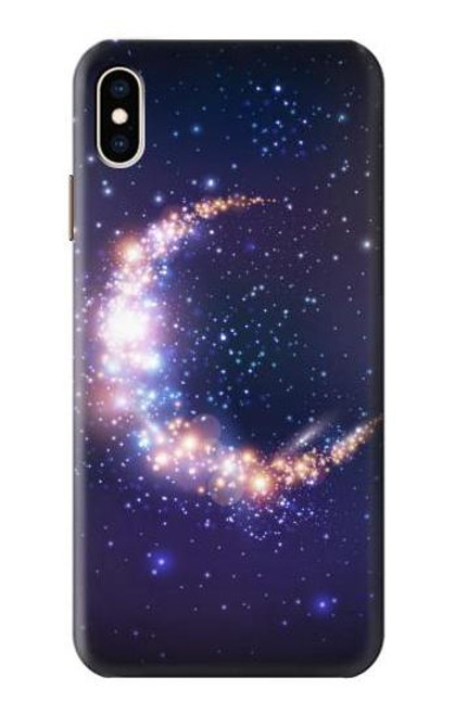 W3324 Crescent Moon Galaxy Hard Case and Leather Flip Case For iPhone XS Max