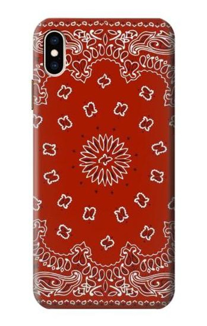 W3355 Bandana Red Pattern Hard Case and Leather Flip Case For iPhone XS Max