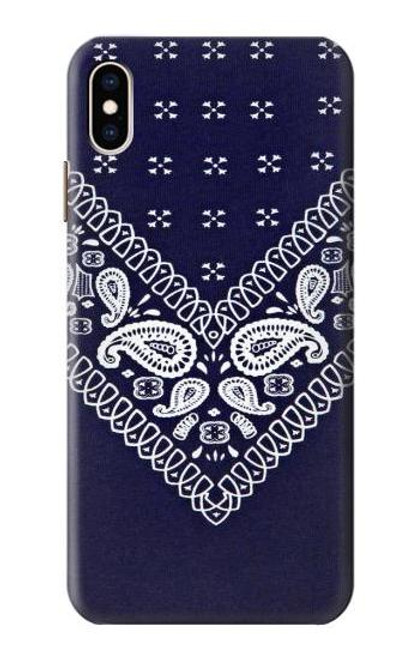 W3357 Navy Blue Bandana Pattern Hard Case and Leather Flip Case For iPhone XS Max