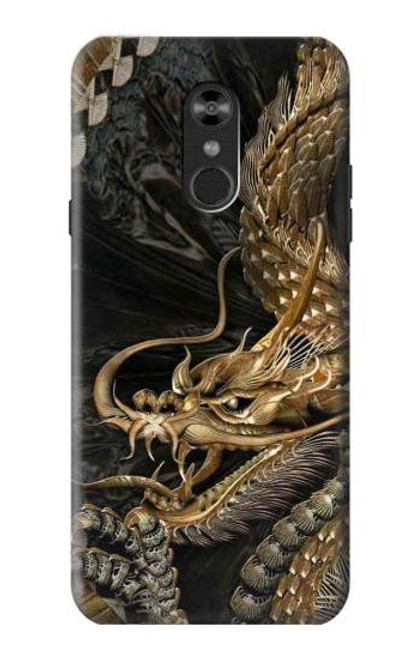 W0426 Gold Dragon Hard Case and Leather Flip Case For LG Q Stylo 4, LG Q Stylus