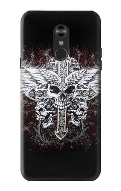 W1434 Skull Wing Tattoo Biker Hard Case and Leather Flip Case For LG Q Stylo 4, LG Q Stylus