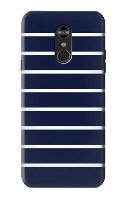 W2767 Navy White Striped Hard Case and Leather Flip Case For LG Q Stylo 4, LG Q Stylus