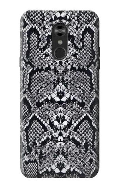 W2855 White Rattle Snake Skin Graphic Printed Hard Case and Leather Flip Case For LG Q Stylo 4, LG Q Stylus