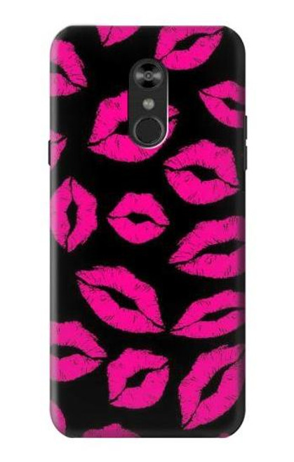 W2933 Pink Lips Kisses on Black Hard Case and Leather Flip Case For LG Q Stylo 4, LG Q Stylus