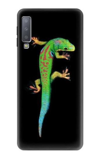 W0125 Green Madagascan Gecko Hard Case and Leather Flip Case For Samsung Galaxy A7 (2018)