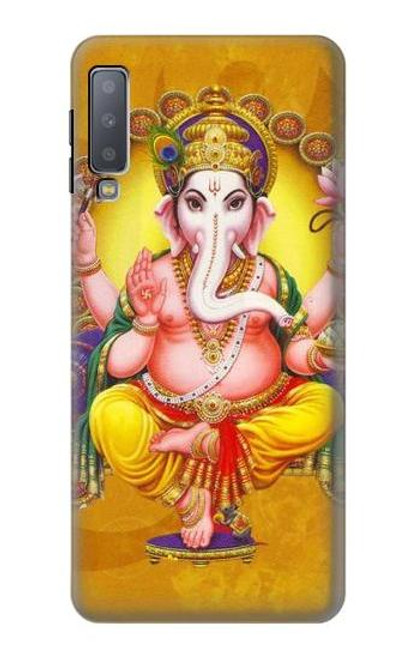 W0896 Lord Ganesh Hindu God Hard Case and Leather Flip Case For Samsung Galaxy A7 (2018)