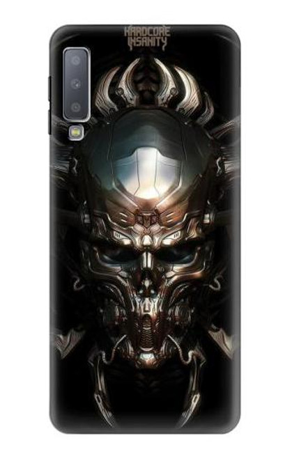 W1027 Hardcore Metal Skull Hard Case and Leather Flip Case For Samsung Galaxy A7 (2018)