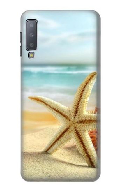 W1117 Starfish on the Beach Hard Case and Leather Flip Case For Samsung Galaxy A7 (2018)